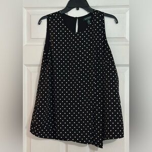 Lauren Ralph Lauren Women’s Black White Polka Dot Sleeveless Top - Size 12